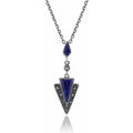 Art Deco Style Lapis Lazuli & Marcasite Pendant in 925 Sterling Silver