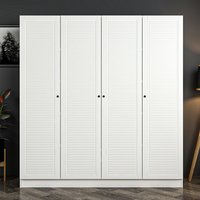 Kale H210cm Wooden Wardrobe with 4 Slatted Doors in White