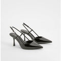Zapatos De Salón Sin Talón De Cuero Sintético Con Puntera De Pico, Negro