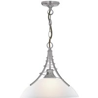 Searchlight 5224SS Linea Modern Ceiling Pendant Light in Satin Silver with Glass Shade