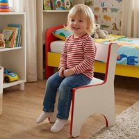 Aktif Wooden Kids Chair in Red and White