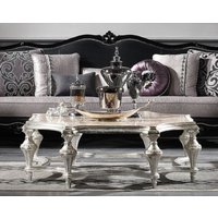 Casa Padrino Luxus Barock Couchtisch Antik Silber 134 x 134 x H. 46 cm - Prunkvoller Massivholz Wohnzimmertisch - Luxus QualitÃ¤t