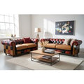 Noble Patchwork Chesterfield 3+2 Sofa Suite Vintage Real Leather
