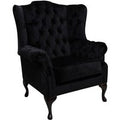 Chesterfield Westminster Fabric Mallory Flat Wing High Back Wing Chair Black Fabric