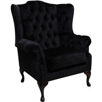 Chesterfield Westminster Fabric Mallory Flat Wing High Back Wing Chair Black Fabric