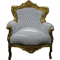 Barock Sessel "King" WeiÃ/Gold Lederoptik
