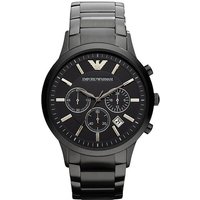 Emporio Armani Men's Renato Chronograph Quartz Watch - Stainless Steel, Black Dial, 42mm, Water-Resistant | Wowcher