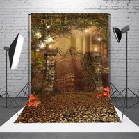 Vintage Mossy Door Plant Autumn Photography Backdrop - Aperturee