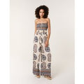 Strapless Elasticated Printed Jumpsuit - L/XL / NAVY