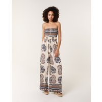 Strapless Elasticated Printed Jumpsuit - L/XL / NAVY
