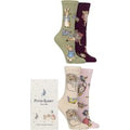 Women’s 4 Pair SOCKSHOP Beatrix Potter Peter Rabbit, Mr. Jeremy Fisher, Mrs. Tiggy-Winkle and Jemima Puddle-Duck Gift Boxed Socks Multi 4-8 Women's