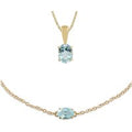 Classic Oval Blue Topaz Single Stone Pendant & Bracelet Set in 9ct Yellow Gold