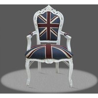 Casa Padrino Barock Esszimmer mit Armlehnen Union Jack / Antikstil WeiÃ -  Antik Stil