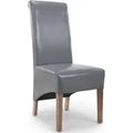 Krista Dining Chair - Set of 2 - Bonded Leather - Grey - Roll Back