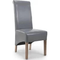 Krista Dining Chair - Set of 2 - Bonded Leather - Grey - Roll Back