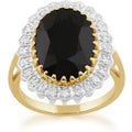 Classic Dark Sapphire & Diamonds Luxe Ring in 9ct Gold