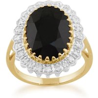 Classic Dark Sapphire & Diamonds Luxe Ring in 9ct Gold