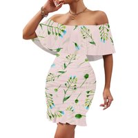 Women's 2025 Spring/Summer New Customized Casual Loose Swinging Collar Shoulder Printed Flower Strap Dress