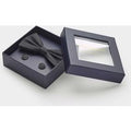 Men's Black Silk Pinspot Ready Bow Tie & Cufflink Set  - Savile Row Company