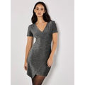 Metallic Bodycon Wrap Mini Dress
