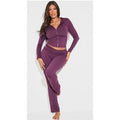 Shape Plum Stretch Sculpted Foldover Waist Flare Trousers
