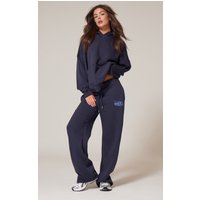 PrettyLittleThing Navy Oversized Puff Print Straight Leg Joggers