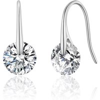 Silver Plated Atlas Earrings Created with Zircondia® Crystals