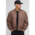 Oversized Diamond Quilted Liner Bomber Jacket, Brown
