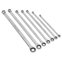 Sealey Premier Double Ring Ratchet/Fixed Spanner Set 7pc Extra-Long Metric