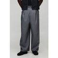 Wide Fit Pleat Front Tailored Smart Trousers, Gris
