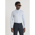 CAMICIA SUPER SLIM FIT “MILANO” IN FRESCO POPELINE DI COTONE MISTO STRETCH