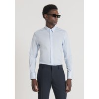 CAMICIA SUPER SLIM FIT “MILANO” IN FRESCO POPELINE DI COTONE MISTO STRETCH