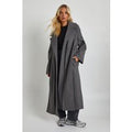 Abrigo Maxi De Lana Con Botonadura Doble Y Cuello, Gris