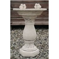 Casa Padrino Jugendstil VogeltrÃ¤nke mit dekorativen VÃ¶gelchen Grau Ã 35 x H. 51 cm - Rundes Garten Deko Stein Vogelbad - Jugendstil Garten & Terrassen Deko Accessoires - GartenmÃ¶bel im Jugendstil