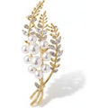 Golden Pearl Leaf Brooch