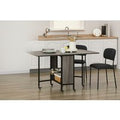 Space-Saving Wooden Drop Leaf Storage Table - Folding, Lockable, High-Capacity, Grey Wood Finish | Wowcher
