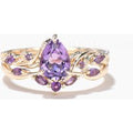 Teardrop Cut Nature Amethyst Twisted Engagement Ring Amethyst Bridal Set