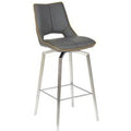 2 x Mako Grey Leather Effect Swivel Bar Stool