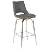 2 x Mako Grey Leather Effect Swivel Bar Stool