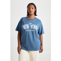 Camiseta Plus Con Estampado New York 1989, Azul