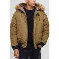 Oversized Faux Fur Trim Hooded Parka Jacket, Verde