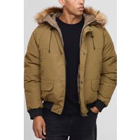 Oversized Faux Fur Trim Hooded Parka Jacket, Verde