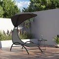 Ediva Steel Sun Lounger With Dark Grey Fabric Canopy