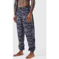 Pantalón Deportivo Para La Casa De Halloween Con Estampado De Tela De Araña, Negro