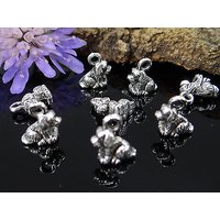 Anhänger Hund, 10 x 8 x 5 mm, 3D, silberfarben - 10 Stück