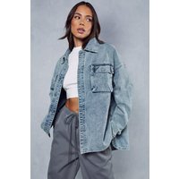 Womens Extreme Oversized Denim Shacket - dark wash - 8, Dark Wash