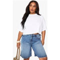 Boohoo Basics Plus Boxy Crop T-Shirt, Blanco