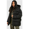 Chaqueta Petite Acolchada Oversize Con Bolsillos, Negro