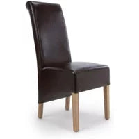 Krista Dining Chair - Set of 2 - Bonded Leather - Brown - Roll Back