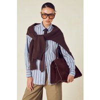 Camisa Oversize De Rayas, Azul
